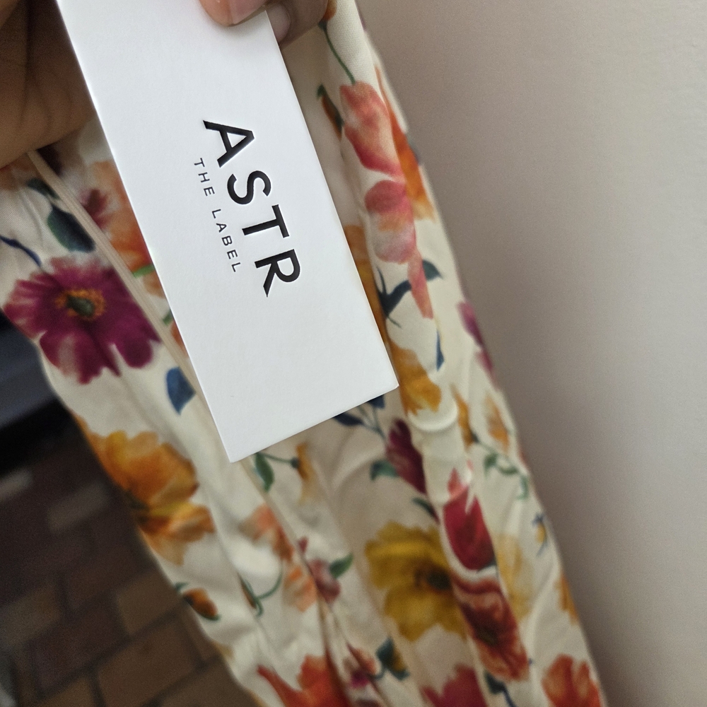 Astr White Floral Midi Dress with Pink Yellow Red Flowers - Picture 6 of 6